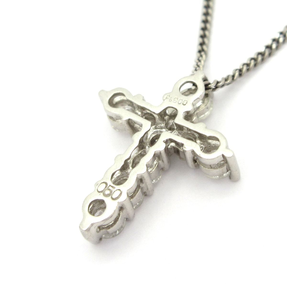 Unbranded(ノーブランド) ネックレス美品 Pt900×Pt850×ダイヤモンド クロス/Pt900トップ/10Pダイヤ0.50ct/Pt850チェーン/総重量3.4g