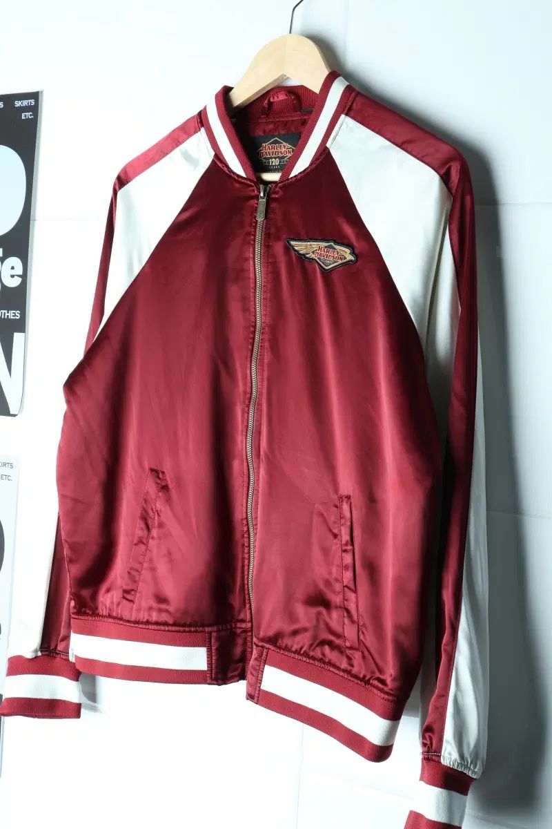 (L-XL) ハーレーダビッドソン ジップアップ ウィンドブレーカー アウター ジャケット サテン-H37303