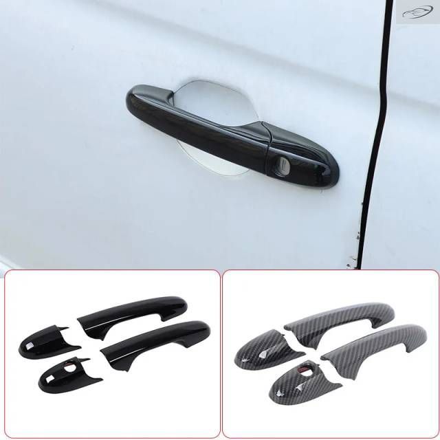 ABSカーボン/ブラック Fiat 500 595 695 2007+用 車ドアハンドル装飾カバートリムアクセサリー