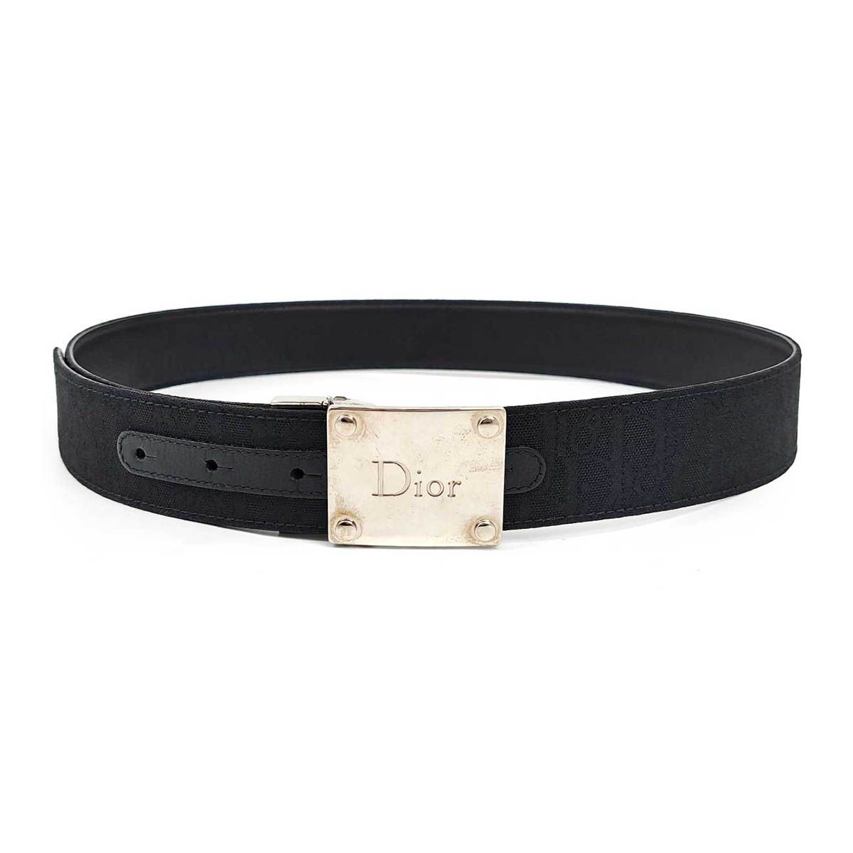 ディオール ロゴ バックル オブリーク ベルト 80 ユニセックス ブラック Dior【中古】 【アパレル・小物】