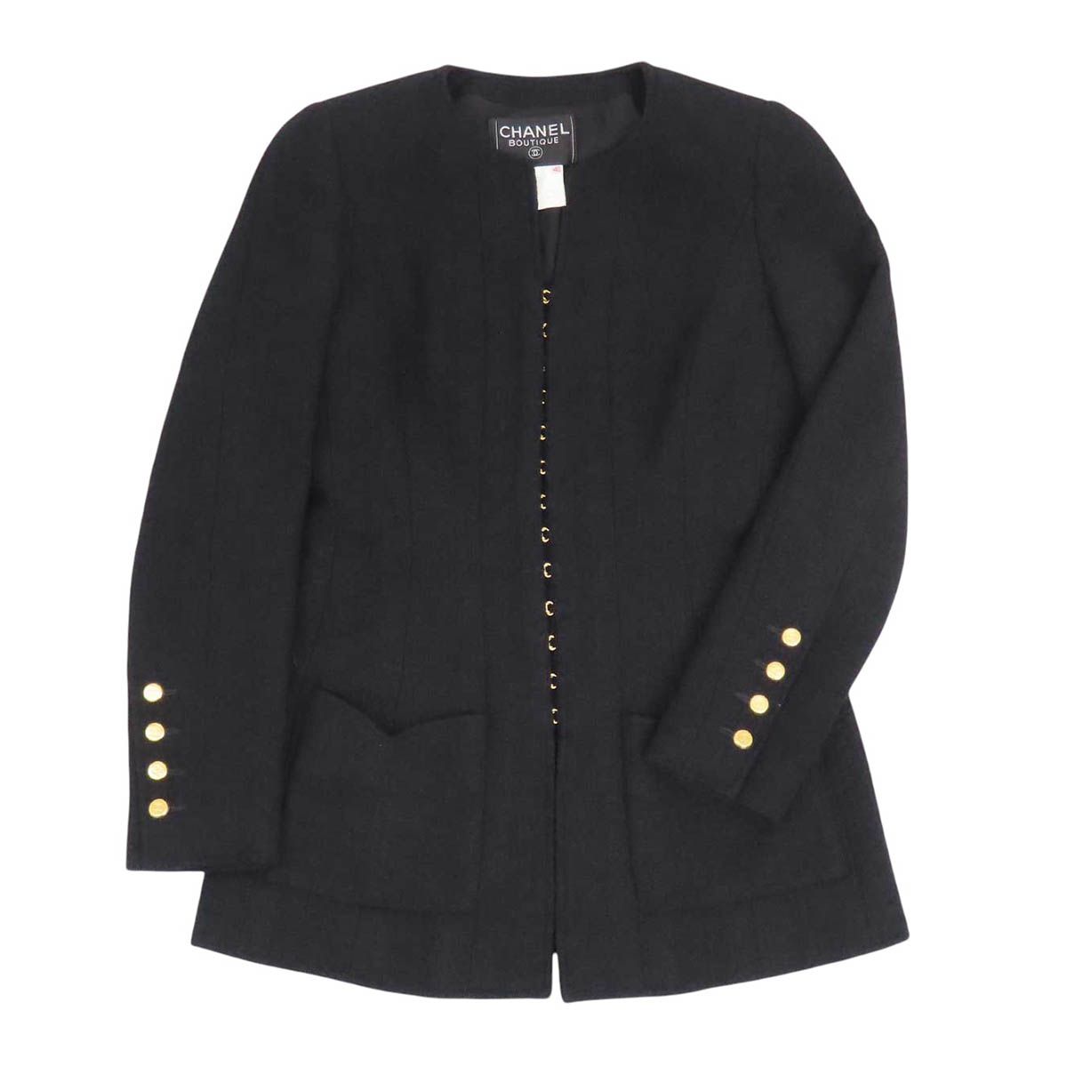 シャネル ココマーク ヴィンテージ ノーカラー ジャケット P08262V04999 レディース ブラック CHANEL【中古】 【アパレル・小物】