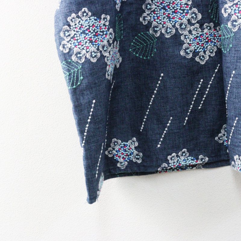 美品 マーブルシュッド marble SUD EMB ガクアジサイ 刺繍 ワイド