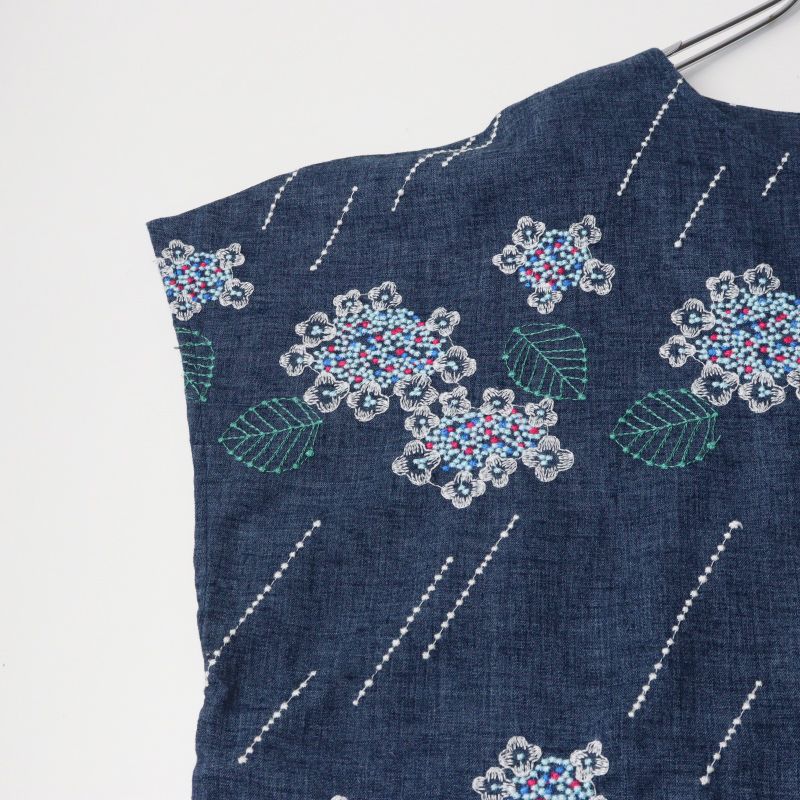 美品 マーブルシュッド marble SUD EMB ガクアジサイ 刺繍 ワイド