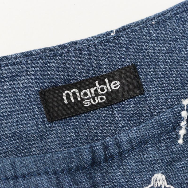 美品 マーブルシュッド marble SUD EMB ガクアジサイ 刺繍 ワイド