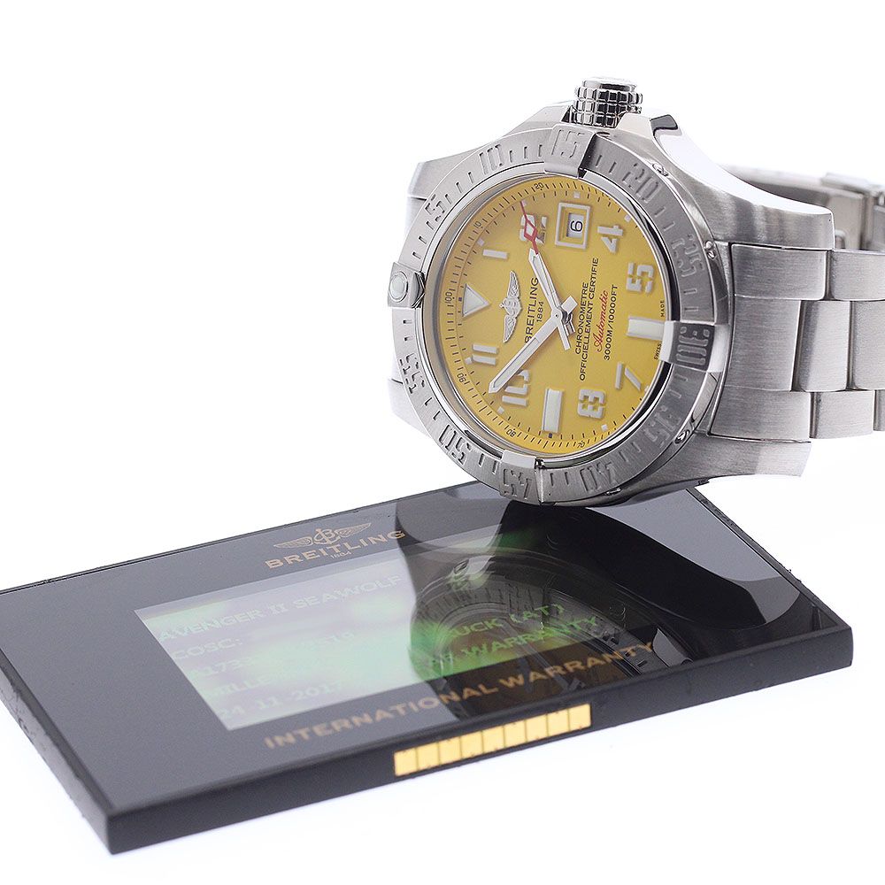 ブライトリング BREITLING A17331 アベンジャーII シーウルフ デイト 自動巻き メンズ 良品 保証書付き_976950