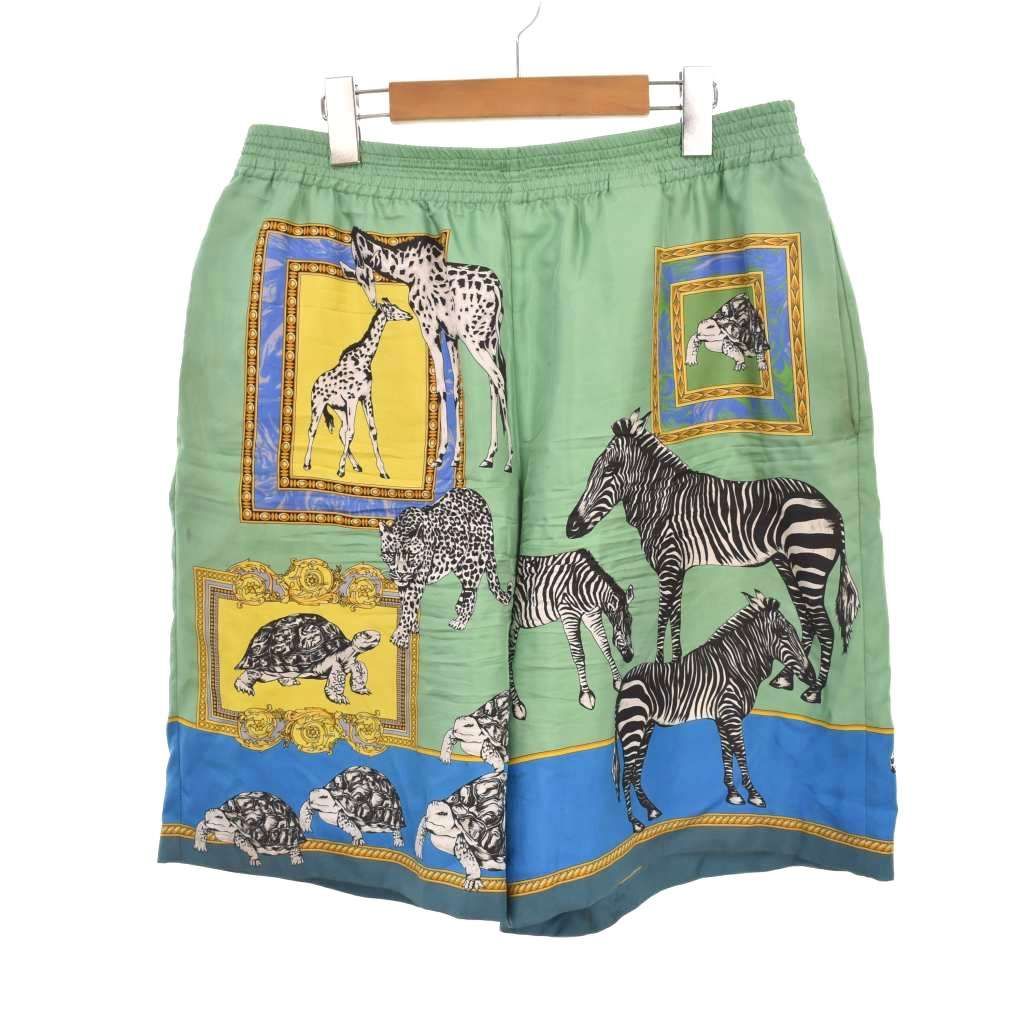 ヴェルサーチ ヴェルサーチェ VERSACE シルク ショーツ サファリ ハーフパンツ ショートパンツ 総柄 48 緑 グリーン 1002476 ☆AA★ 36,985円