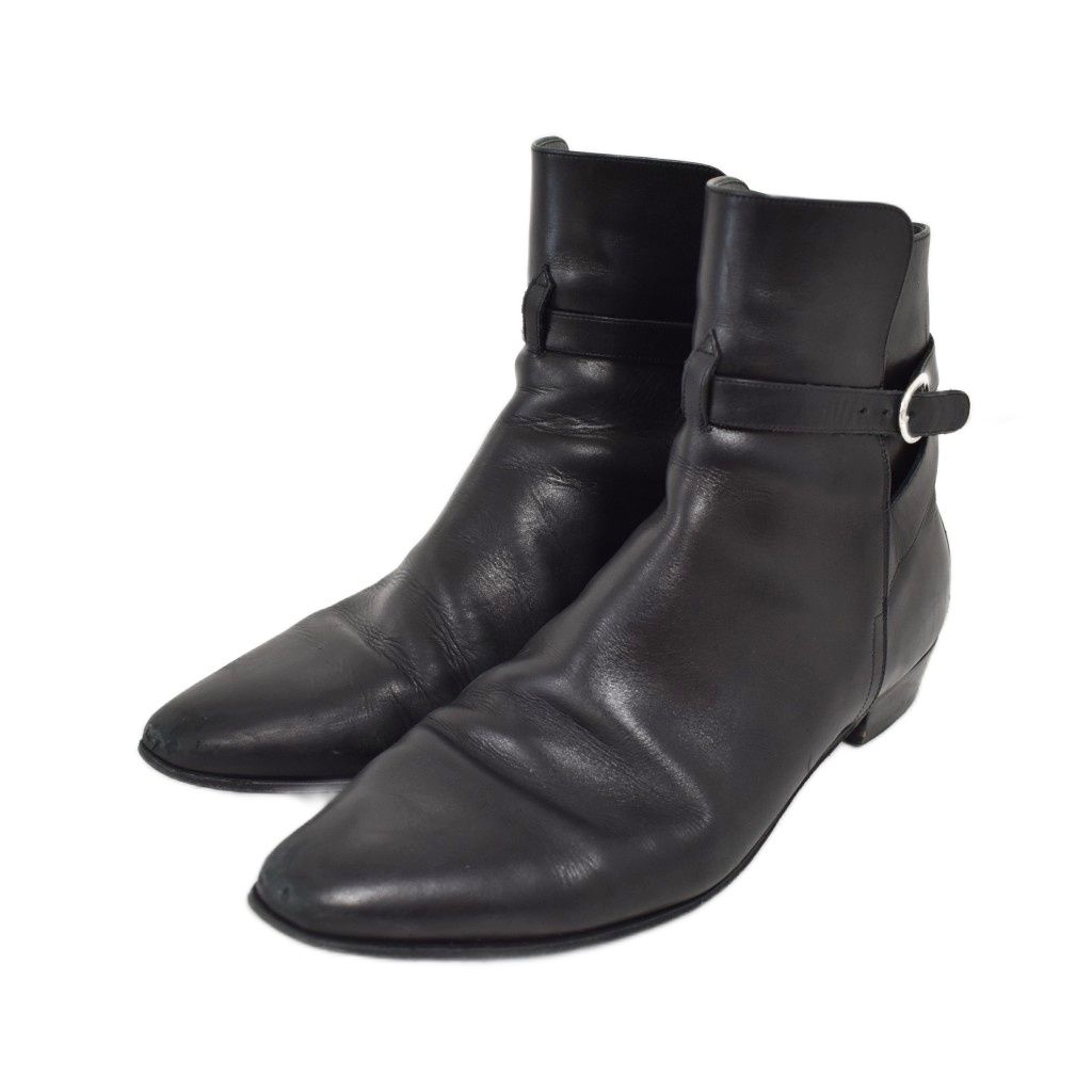 セリーヌ CELINE ジャクノ ジョッパーブーツ ショート レザー ベルト 無地 42 1/2 黒 ブラック 782858 ☆AA★ 15,466円