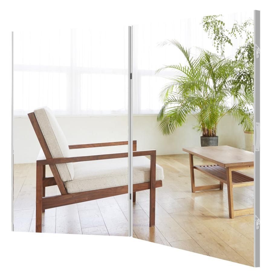 【軽折り畳み鏡160x100銀】フィルムミラー 割れない鏡 折りたたみ 180度 360度展開 100cmx2枚 ダンス ミラー 全面鏡 2つ折り鏡 トレーニングミラー