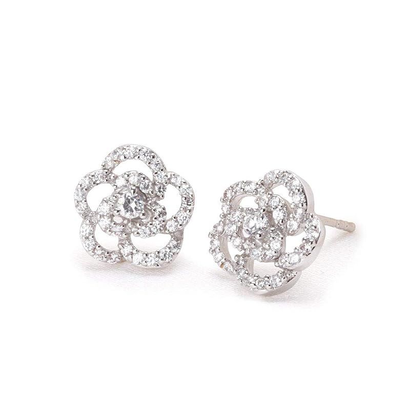 [Gift from New York] ピアス レディース プラチナ 加工 ローズ シルバー925 金属アレルギー対応 女性 プレゼント