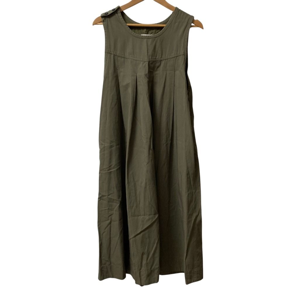 美品 23AW MHL. MARGARET HOWELL マーガレットハウエル TWISTED COTTON TWILL ノースリーブ ロングワンピース サイズ2 カーキ レディース 古着 中古 USED 8,631円