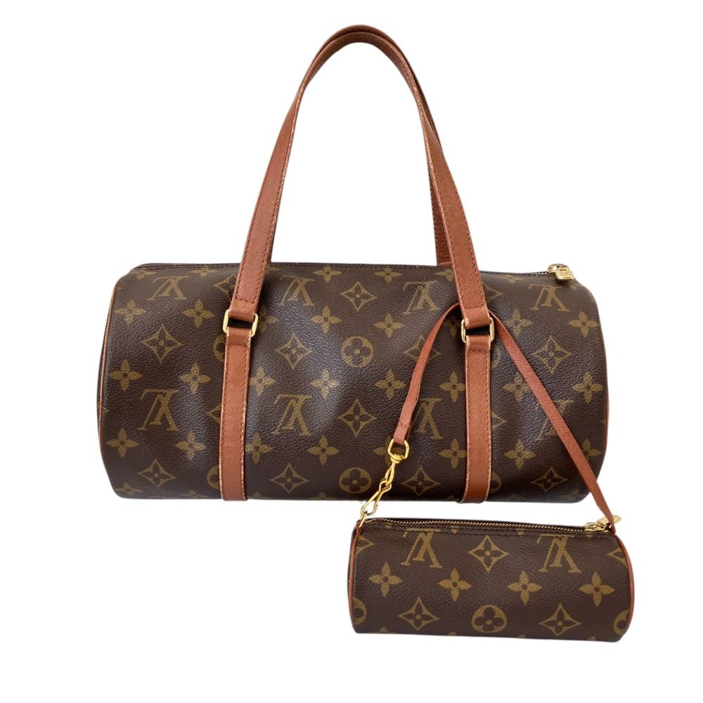 良品 LOUIS VUITTON ルイヴィトン モノグラム パピヨン30 ミニポーチ付き トートバッグ M51385 ブラウン レディース 古着 中古 USED 75,328円