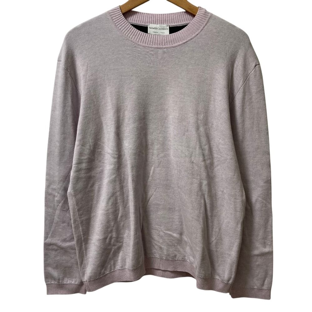 未使用 Settefili Cashmere セッテフィーリカシミア コットンカシミヤ ハイゲージニットセーター サイズ48 S ピンク メンズ 古着 中古 USED