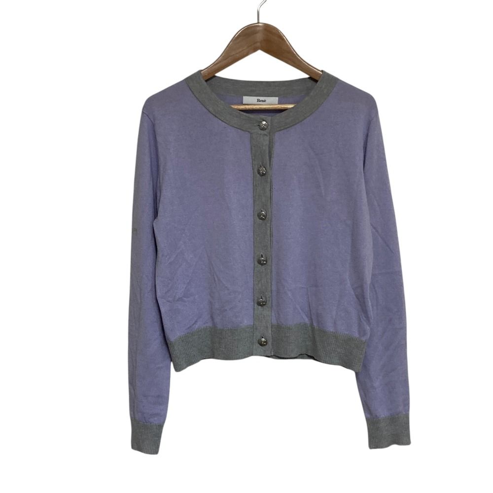 美品 26SS Rene ルネ カシミヤシルク バイカラー ニットカーディガン サイズ36 ラベンダー レディース 古着 中古 USED