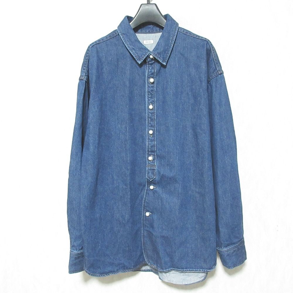 美品 24AW BRILL ブリル DENIM PEARL SH デニムパールシャツ BR24AW6004 サイズF インディゴ レディース 古着 中古 USED