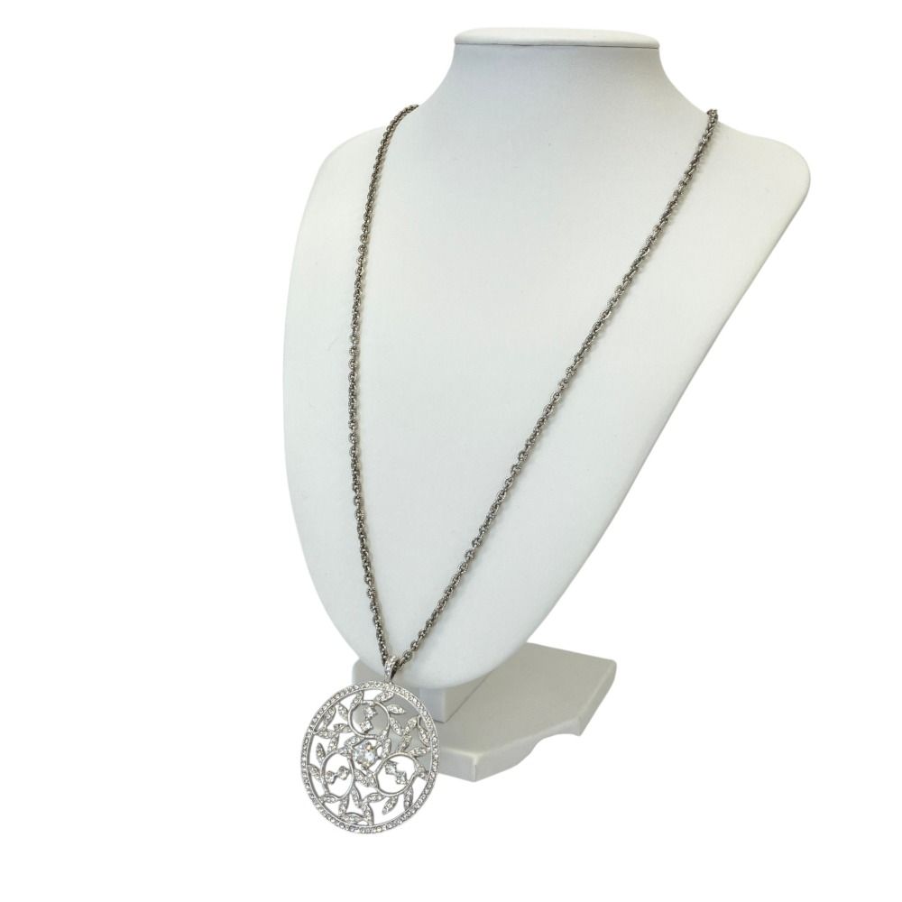 美品 FOXEY フォクシー Necklace Crystal Moon クリスタルムーン ネックレス ペンダント シルバーカラー レディース 古着 中古 USED