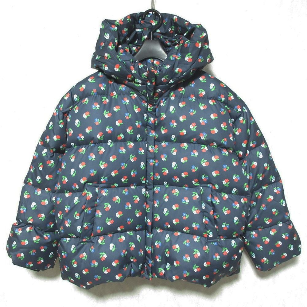 美品 POPPY ポピー あさぎーにょ flower down jacket フワラープリント ダウンジャケット サイズF ネイビー レディース 古着 中古 USED