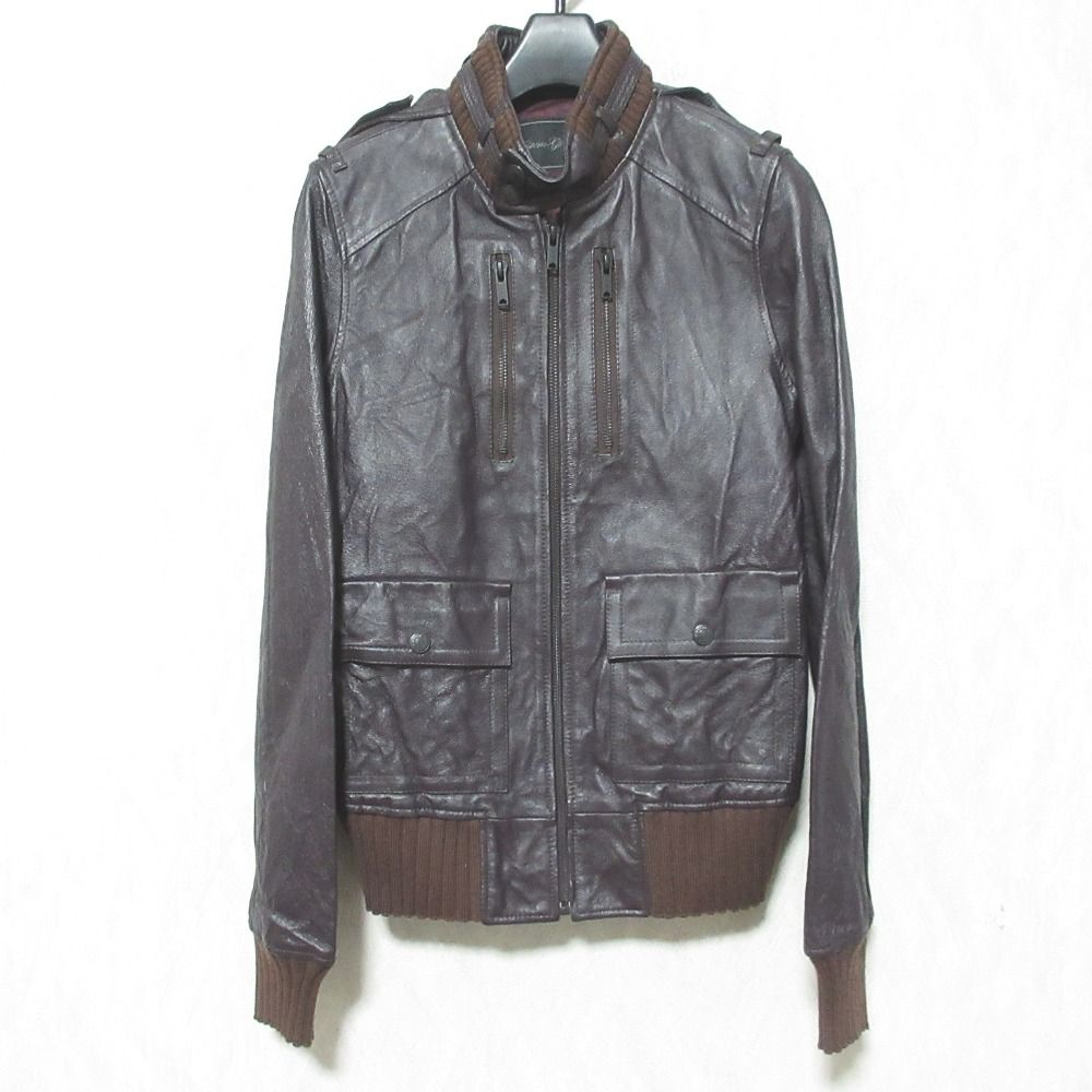 美品 HYSTERIC GLAMOUR ヒステリックスグラマー ピッグレザー シングルライダースジャケット 2LB-6800 サイズF ブラウン レディース 古着 中古 USED