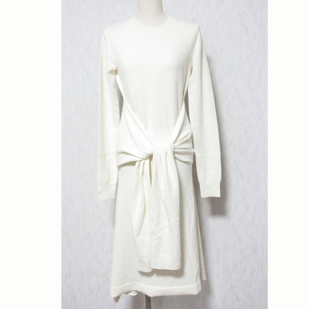 美品 JW ANDERSON JWアンダーソン ウール ロングスリーブ ニットワンピース サイズXS アイボリー レディース 古着 中古 USED