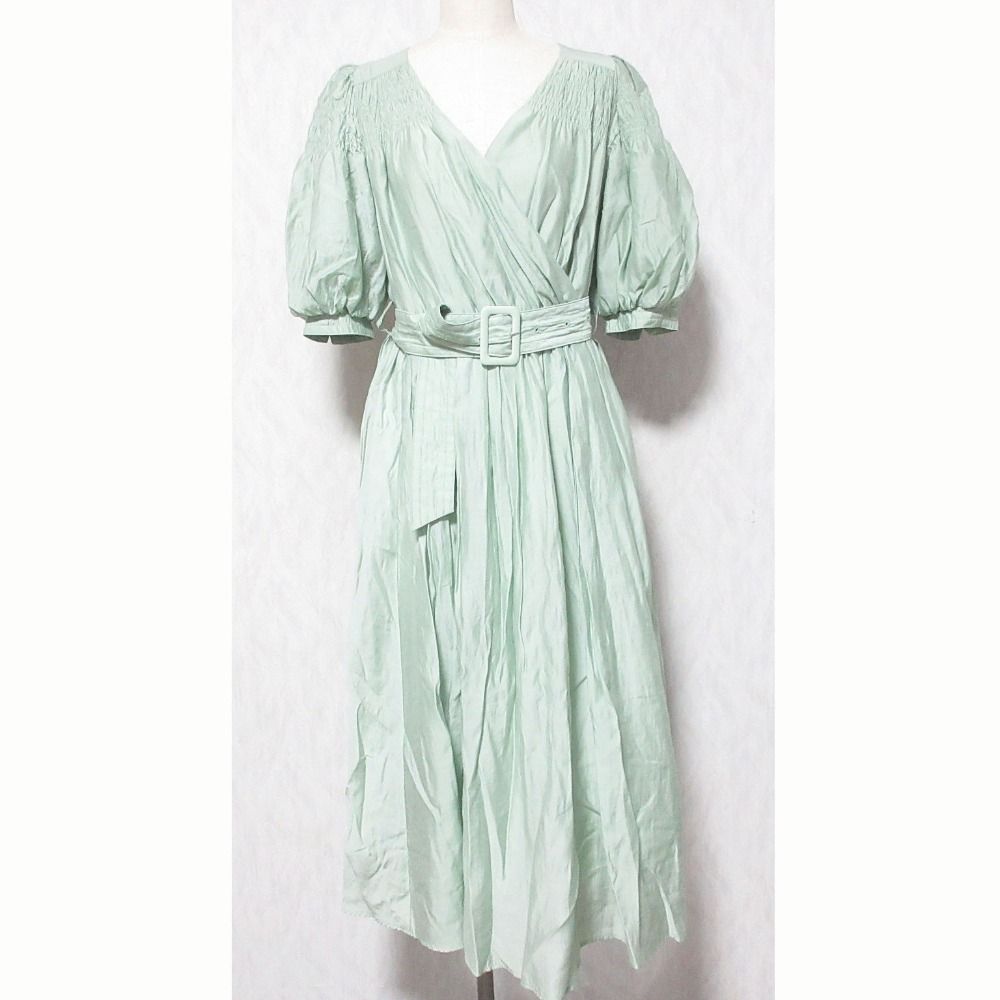 良品 Her lip to ハーリップトゥ Airy Volume Sleeve Dress 半袖 ロングワンピース 1241105055 サイズS ミントグリーン レディース 古着 中古 USED