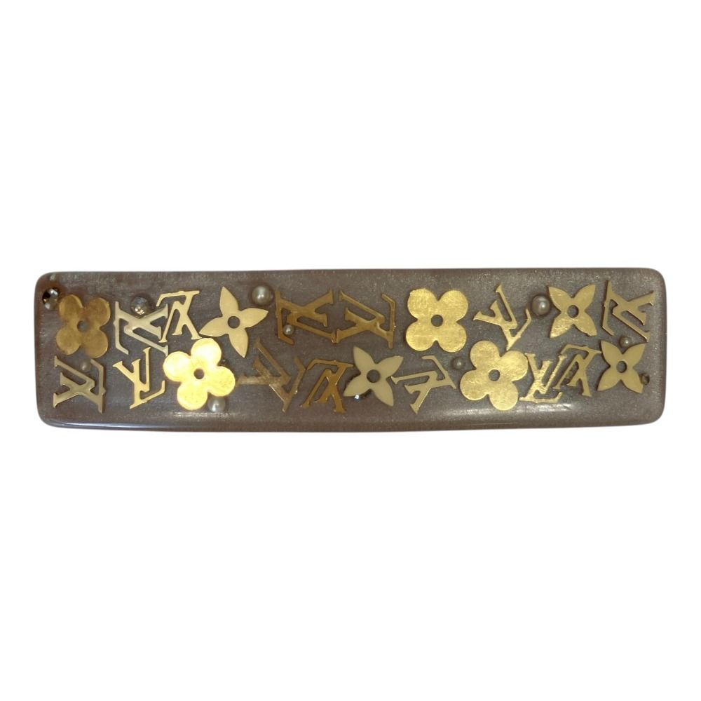 美品 LOUIS VUITTON ルイヴィトン モノグラム アンクルージョン バレッタ M65305 ベージュ系 レディース 古着 中古 USED