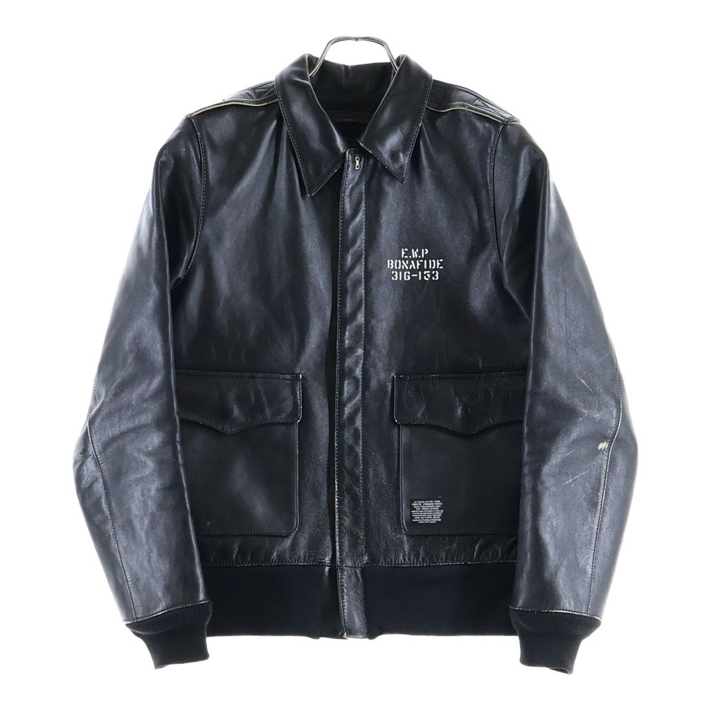 COOTIE (クーティー) HORSEHIDE ホースハイド 両面プリント レザーA-2 ジャケット ブラック