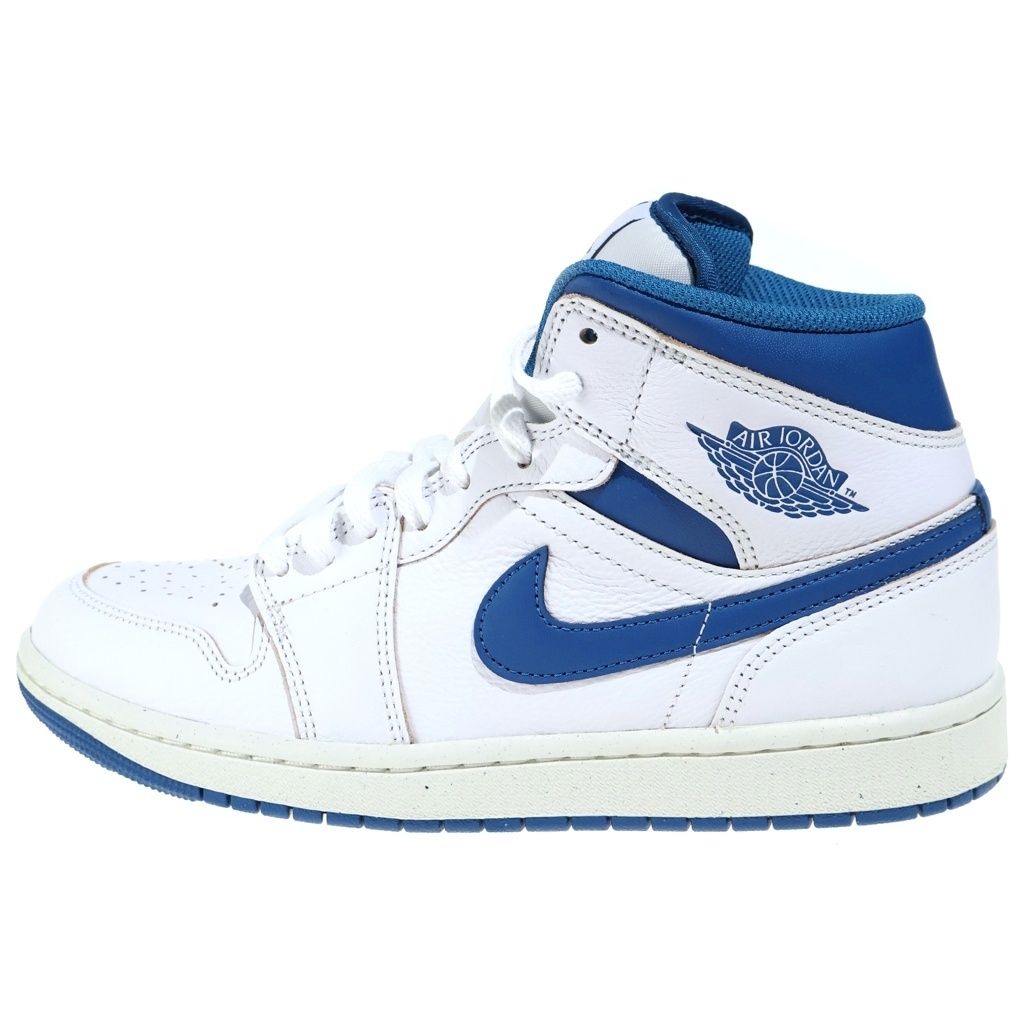 NIKE (ナイキ) AIR JORDAN 1 MID SE INDUSTRIAL BLUE エアジョーダン1 インダストリアルブルー レザーミッドカットスニーカー ホワイト/ブルー US8/26cm FN5215 141