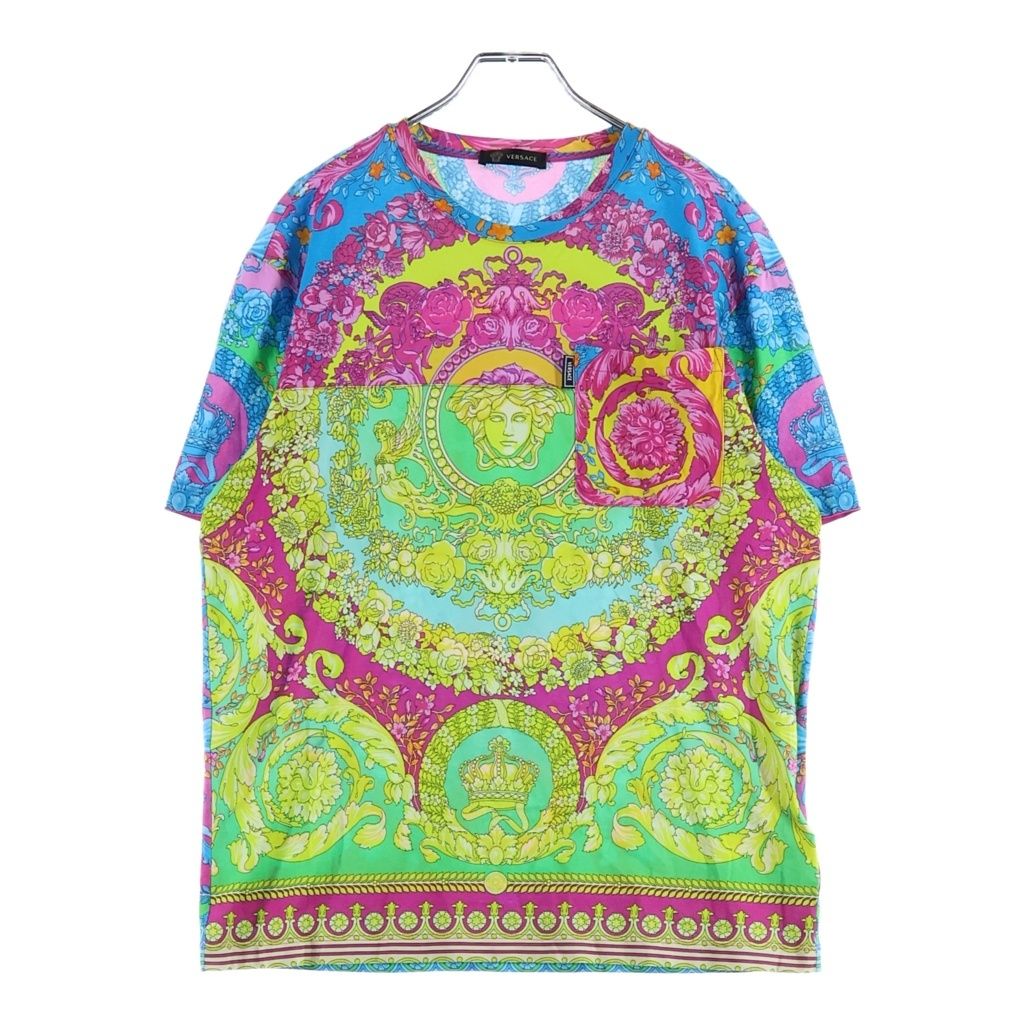 VERSACE (ヴェルサーチ) 総柄 ポケット 半袖 Tシャツ カットソー マルチカラー