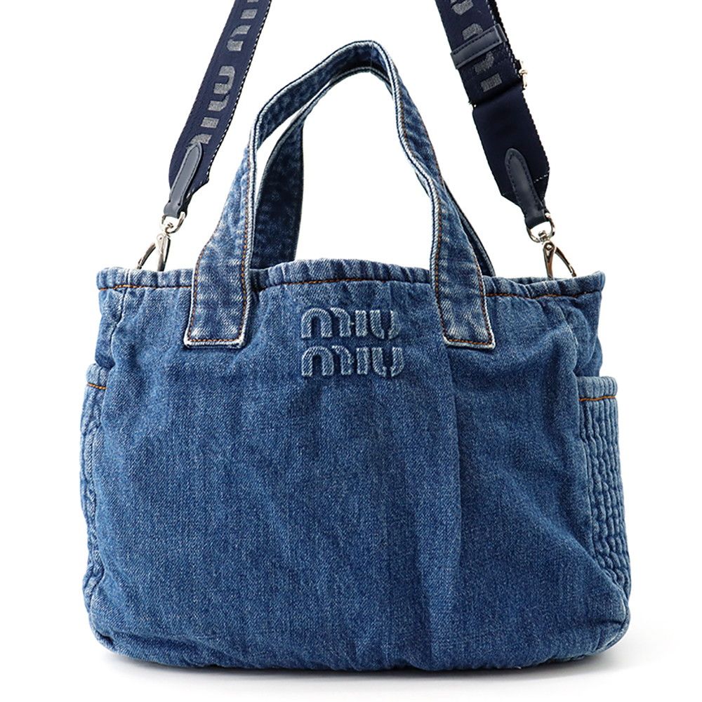ミュウミュウ トートバッグ ロゴ デニム 5BG236 Miu Miu 2wayショルダーバッグ ハンドバッグ 95,590円