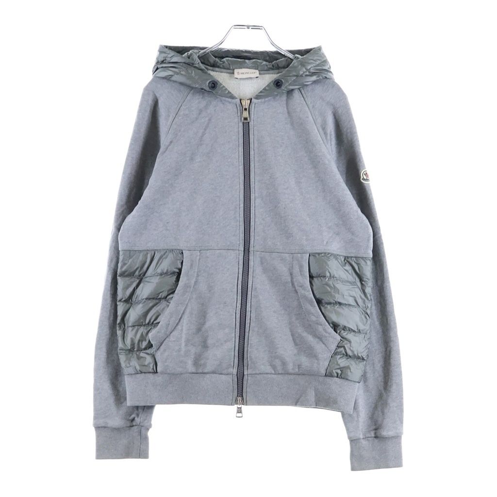 MONCLER (モンクレール) MAGLIA CARDIGAN ナイロン切り替え ジップアップパーカー フーディー コットン グレー D20918400600 28,600円