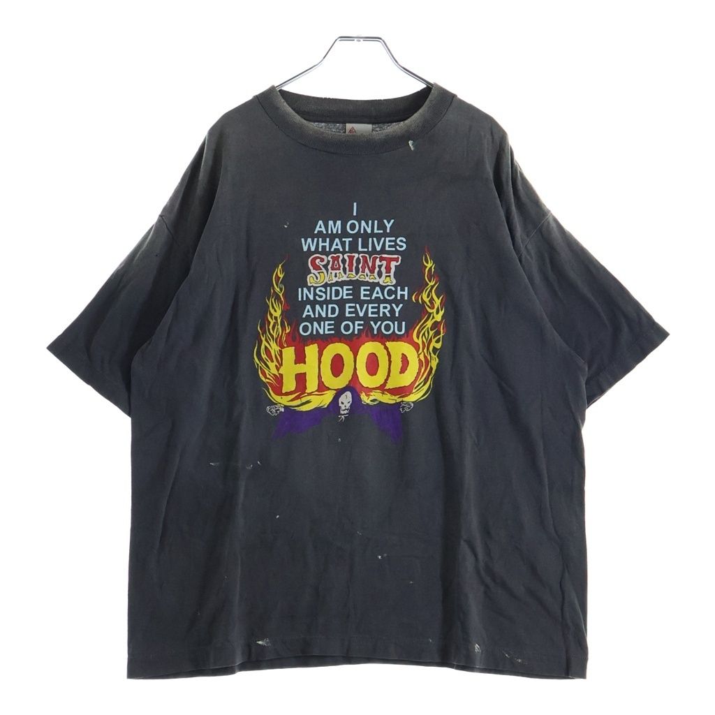 SAINT MICHAEL (セントマイケル) 25SS ×NEIGHBORHOOD NH_SS TEE STHD.HOOD ネイバーフッド ダメージ加工 半袖Tシャツ グレー SM-HR8-0000-C69