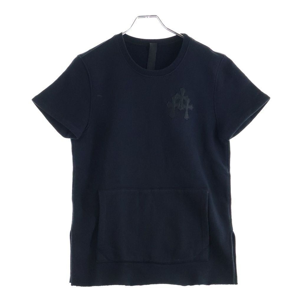 CHROME HEARTS (クロムハーツ) Y NOT CEM CRS LTHR PATCH S/S SWEAT セメタリークロスパッチ スウェット半袖シャツ ブラック