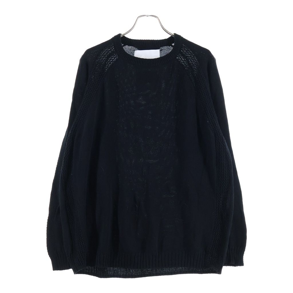 White Mountaineering (ホワイトマウンテニアリング) 25SS RAGLAN KNIT PULLOVER ラグランニットプルオーバー コットンセーター ブラック WM2571603 8,513円