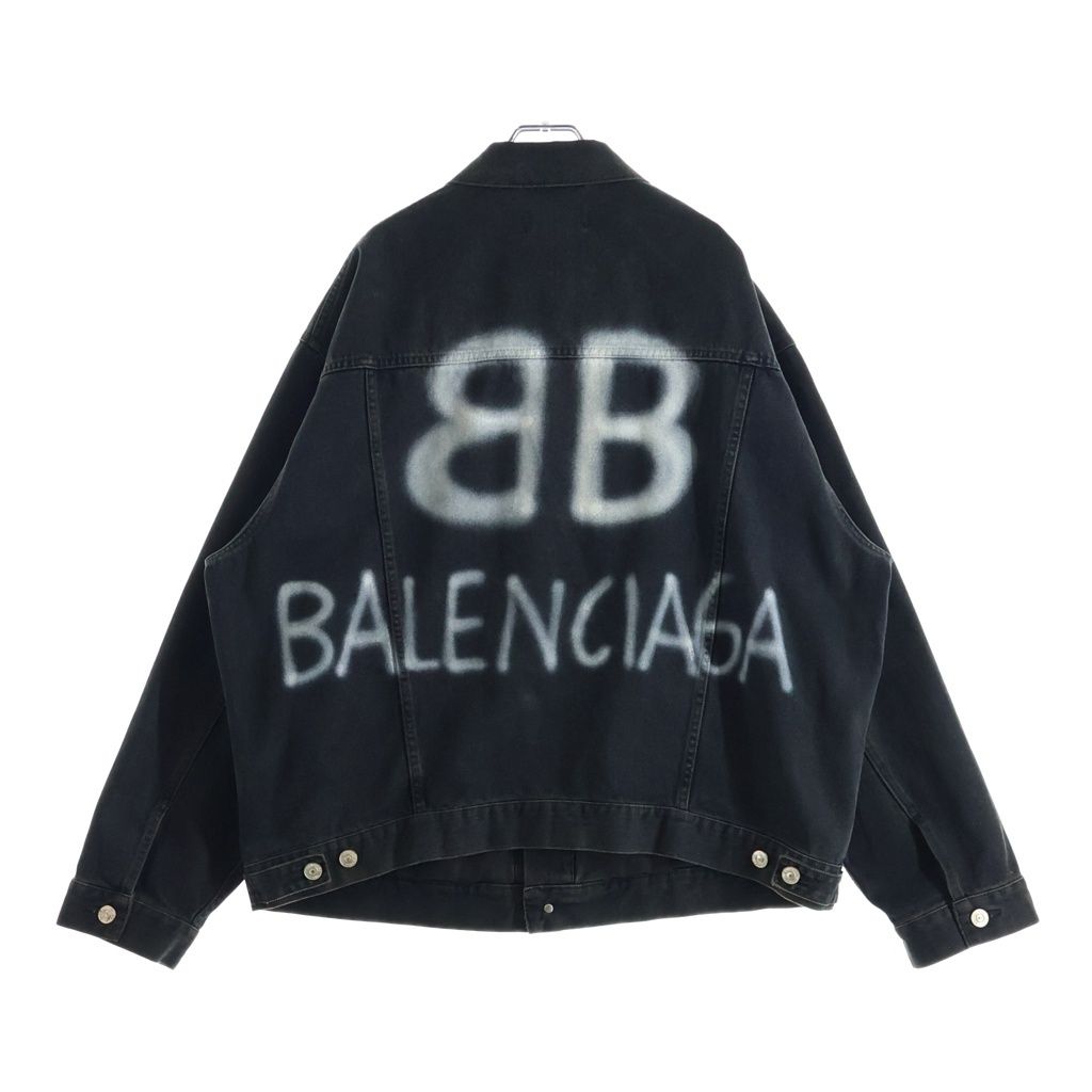 BALENCIAGA (バレンシアガ) Spray Paint BB Logo Denim Jacket スプレーペイントBBロゴ デニムジャケット ブラック 678354 TIWA2