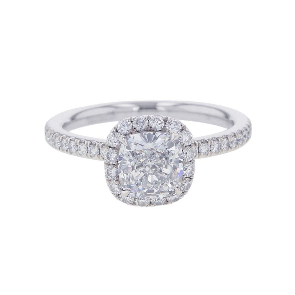 ハリーウィンストン リング クッションカット マイクロパヴェ ダイヤモンド 中石1.01ct Pt950プラチナ サイズ約6.5号 GIA鑑定書付き