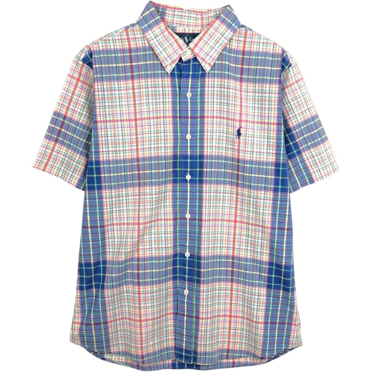 古着 ラルフローレン Ralph Lauren CUSTOM FIT マドラスチェック 半袖 ボタンダウン チェックシャツ メンズXL相当/eaa668609