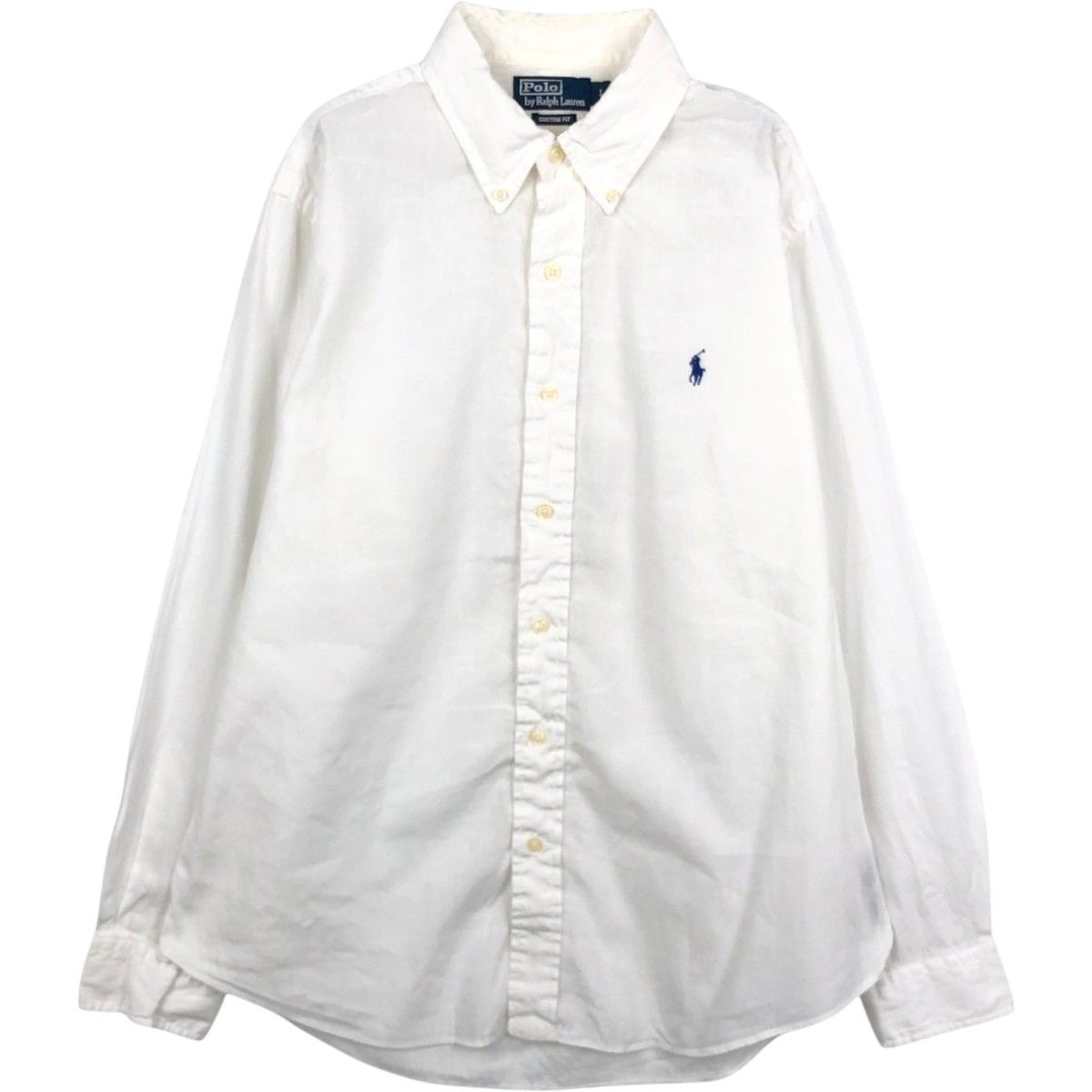 古着 ラルフローレン Ralph Lauren POLO by Ralph Lauren CUSTOM FIT 長袖 リネン ボタンダウンシャツ メンズL相当/eaa662892