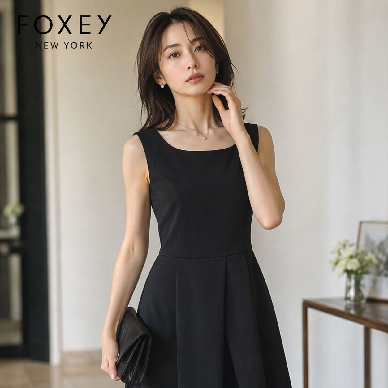 FOXEY NEWYORK 極美品　ワンピース ドレス メモリアル 40 ブラック マットストレッチグログラン クリーニング済 フォクシーニューヨーク 15,960円
