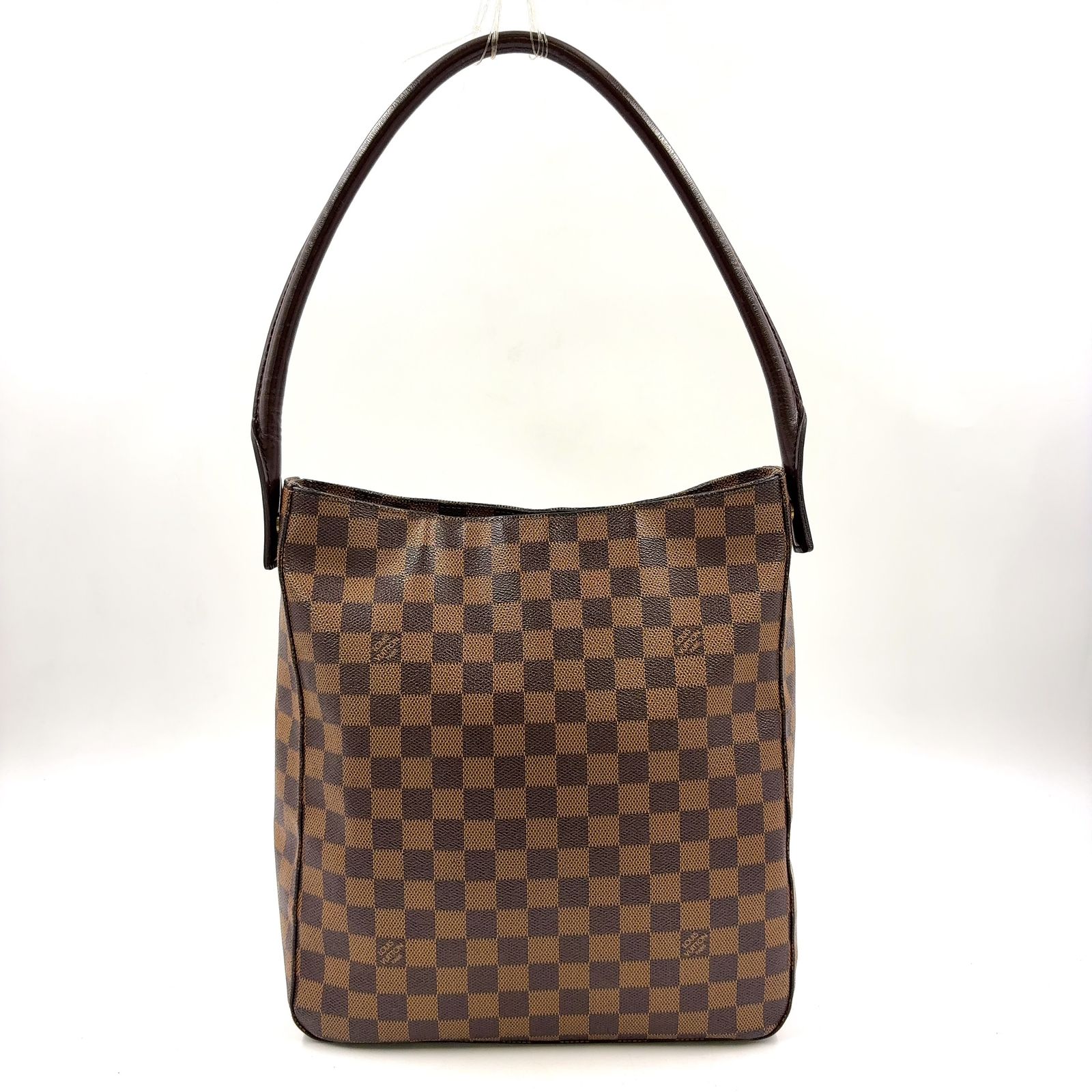 【新着】LOUIS VUITTON ルーピングGM ダミエエベヌ レザー PVC ブラウン ショルダーバッグ ゴールド N51144