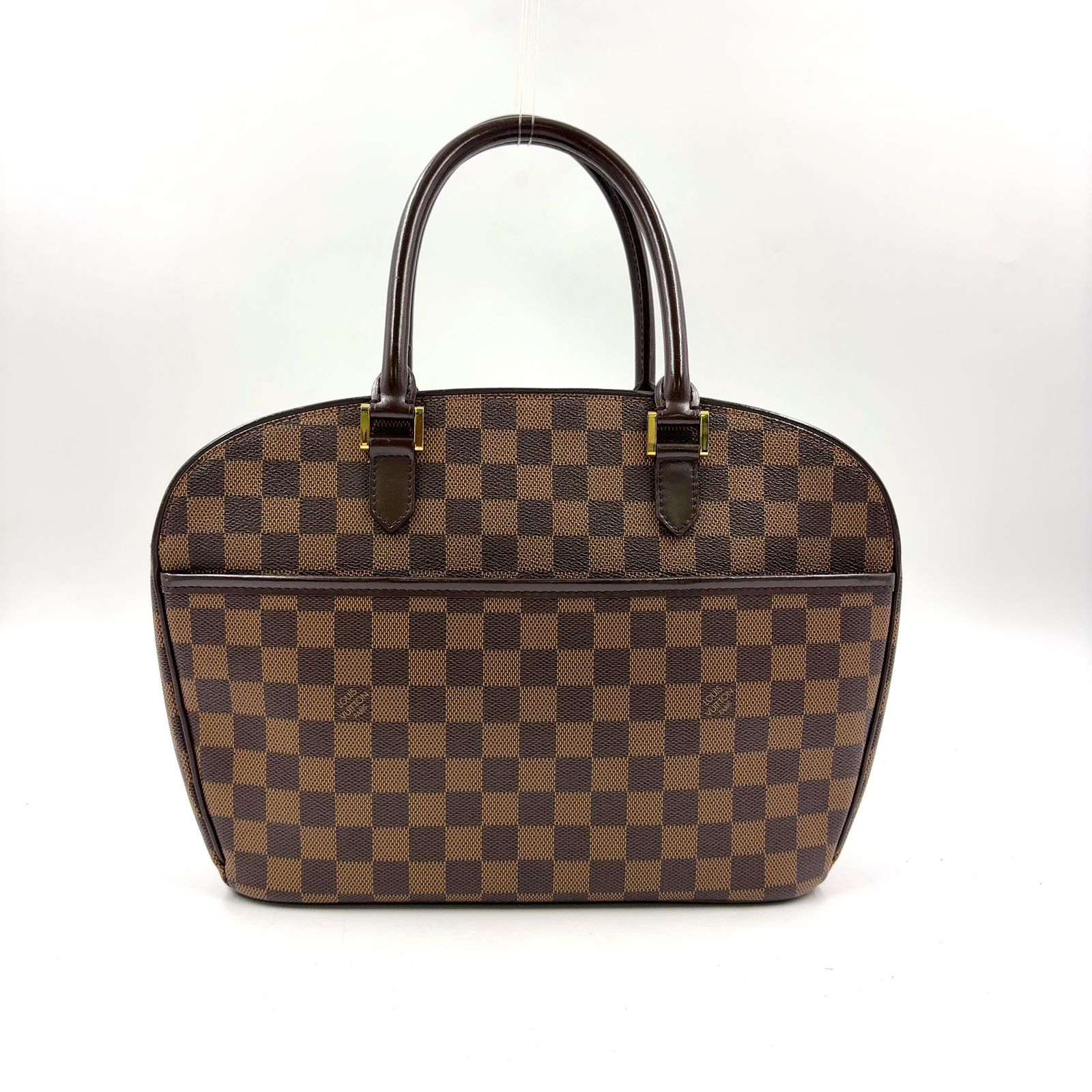 【新着】LOUIS VUITTON サリア オリゾンタル ダミエエベヌ レザー PVC ブラウン ハンドバッグ ゴールド N51282