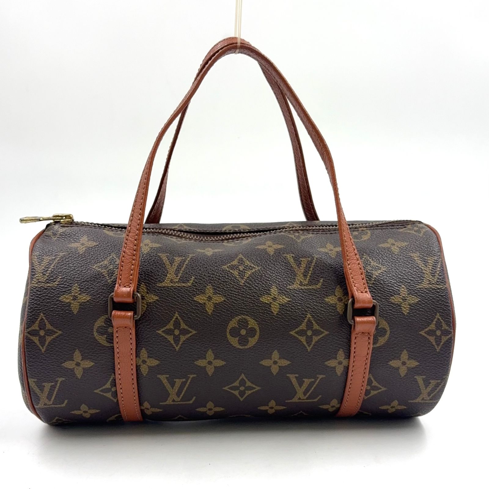 【新着】LOUIS VUITTON パピヨン26 モノグラム 旧型 レザー PVC ブラウン ライトブラウン ハンドバッグ ゴールド M51366