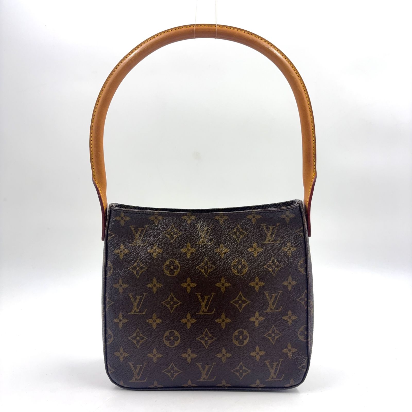 【新着】LOUIS VUITTON ルーピングMM モノグラム レザー PVC ブラウン ライトブラウン ハンドバッグ ゴールド M51146