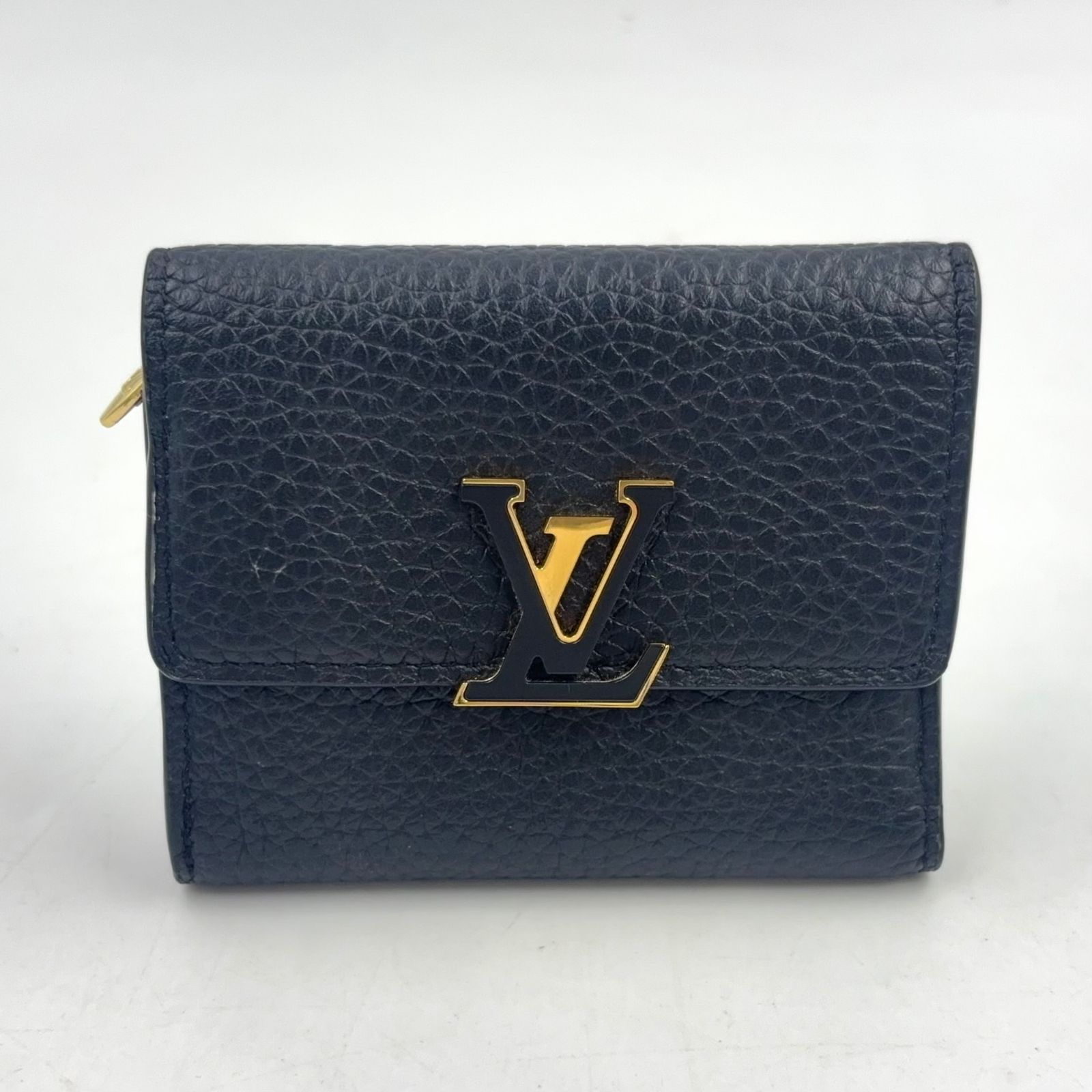 【新着】LOUIS VUITTON ポルトフォイユ カプシーヌ RFID対応 レザー ピンク ブラック 三つ折り財布 ゴールド M68587