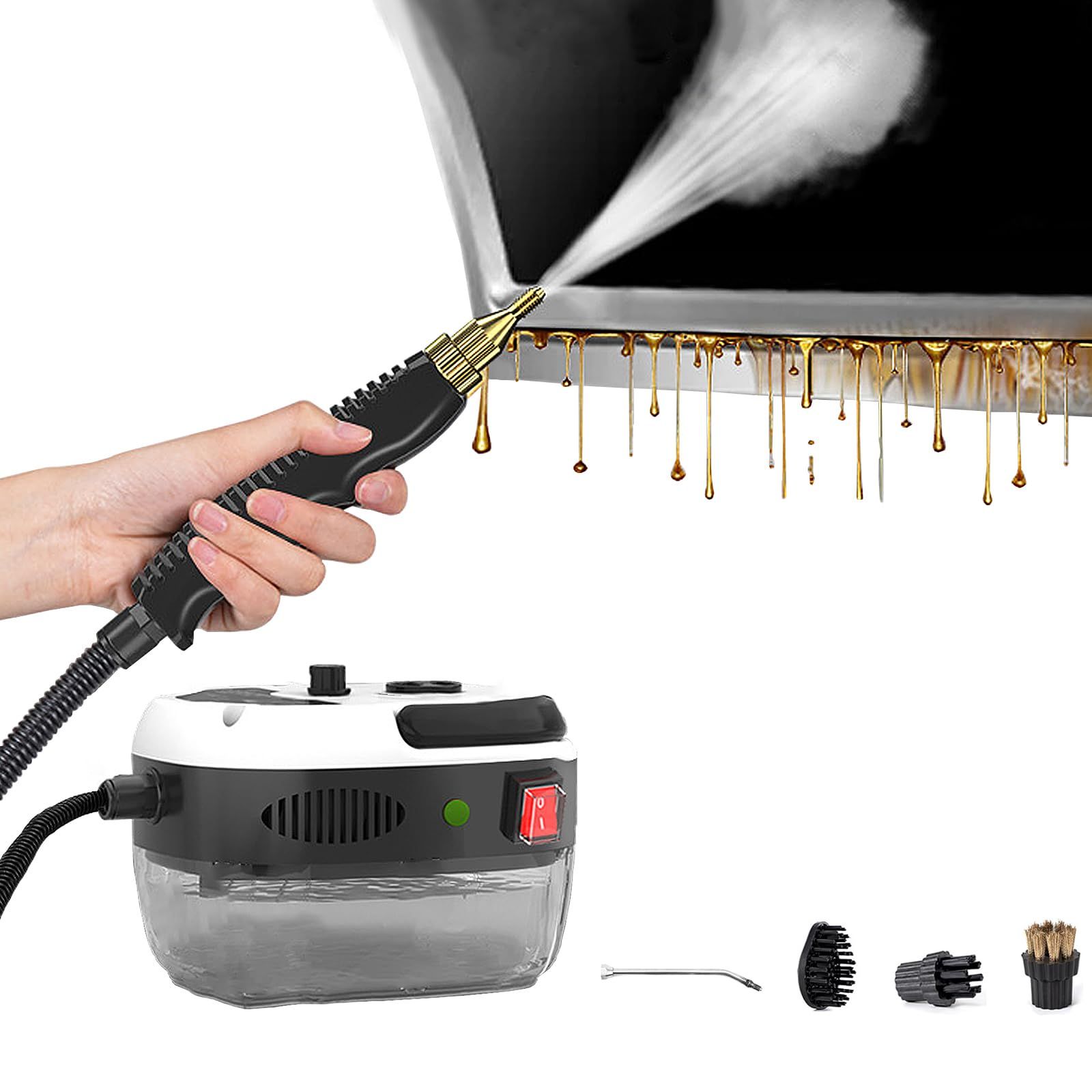 スチームクリーナー 2500W高温高圧スチームクリーナー 洗剤不要/110V対応 エアコン/キッチン/お風呂場対応 20S即時蒸気噴射＆6段調整 除菌/ダニ駆除/油汚れ分解 日本語説明書付き（コンパクト軽量）★ 696a8c1c
