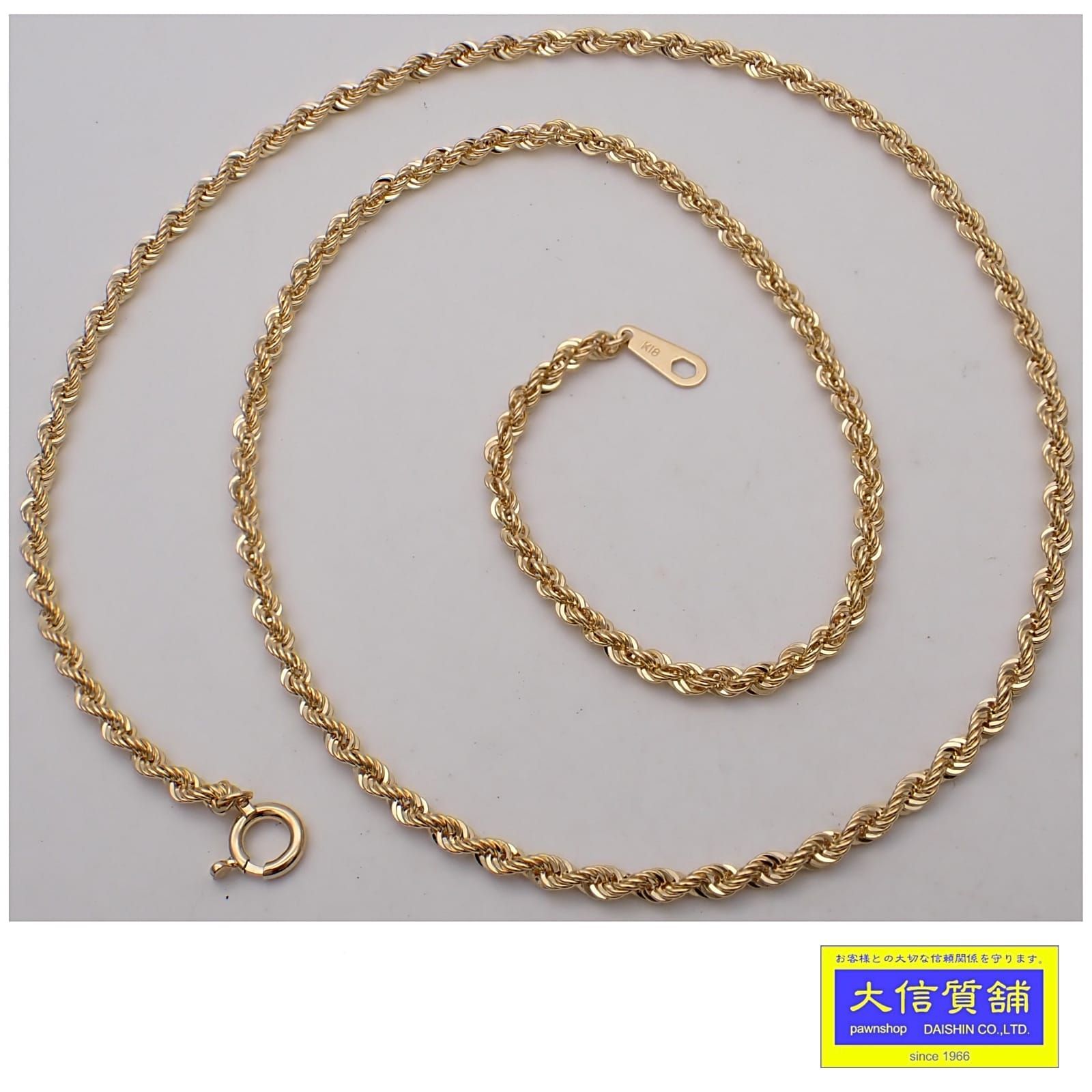 K18 イエローゴールド パイプロープ ネックレス 40cm 2.38g 中古A+ 【送料無料】 C-9671【質屋出品】