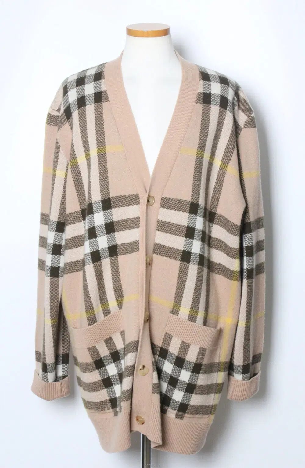 バーバリー チェック ウール カシミア カーディガン XXL(110) 100,400円