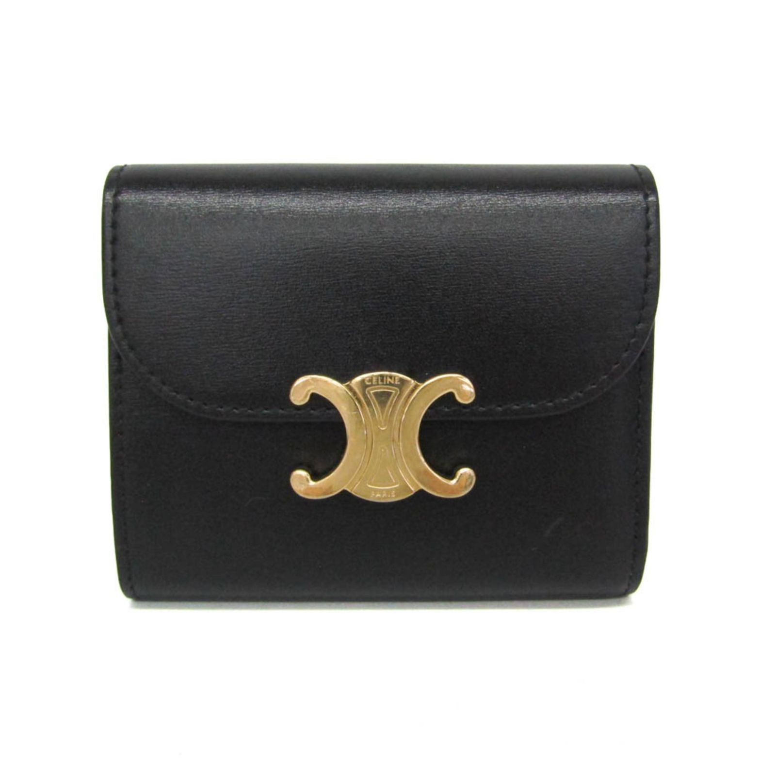 セリーヌ(Celine) トリオンフ スモール フラップウォレット 10D783 レディース レザー 財布（三つ折り） ブラック