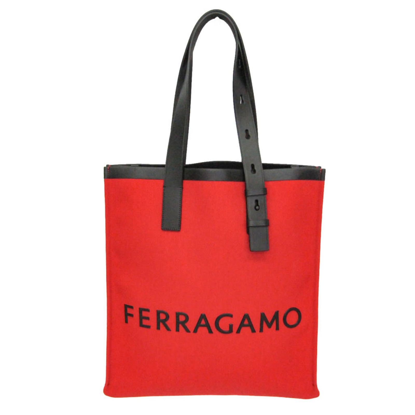 サルヴァトーレ・フェラガモ(Salvatore Ferragamo) ノースサウス トート メンズ キャンバス,レザー トートバッグ ブラック,レッド 35,750円