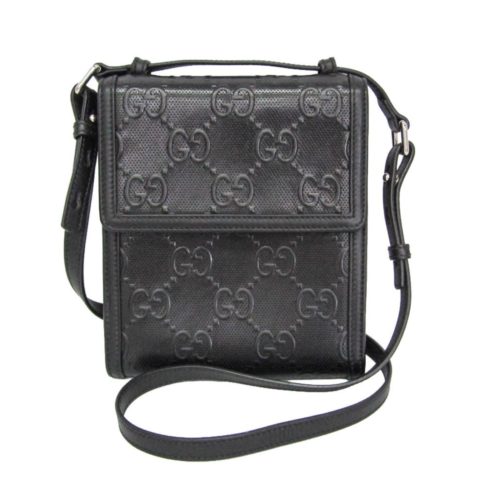 グッチ(Gucci) GGエンボス クロスボディバッグ 625782 メンズ,レディース レザー ショルダーバッグ ブラック