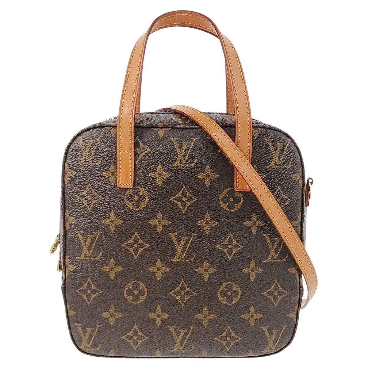 LOUIS VUITTON ルイ・ヴィトン モノグラム スポンティーニ ハンドバッグ M47500 レディース モノグラム ヌメ革 ブラウン 中古