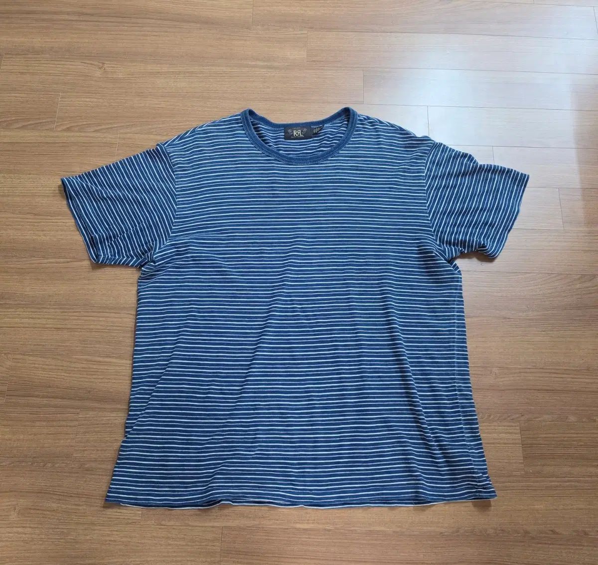 (XXL) RRL Indigo Stripe 半袖Tシャツ Indigo